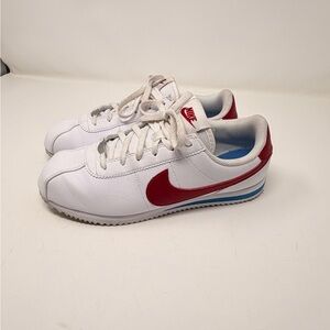 Nike Cortez White and Red Sneakers - 7Y/8W